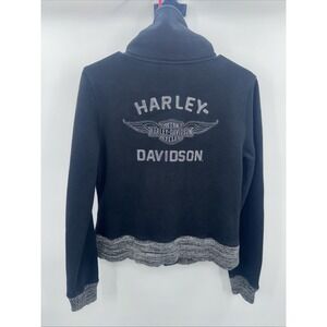 Harley Davidson jacket women Small full zip snap down motorcycle black & gray